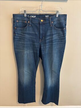 NEW J.Crew Demi-Boot Crop Jeans size 32T Womens Blue Denim Raw Hem 32 Tall